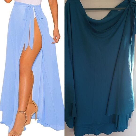 Boutique!Full coverage multi layer side slit skirt - Picture 1 of 5